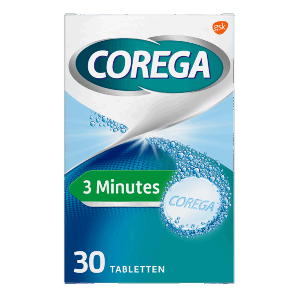 Corega 3 min reinigingstabletten voor de gebitsprothese